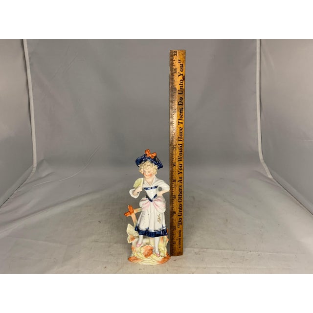 Antique German Bisque Figurine Spill Vase: Victorian Lady with Fan For Sale - Image 10 of 10