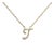 10K Yellow Gold Diamond Accent "T" Initial Script Style Pendant Necklace For Sale