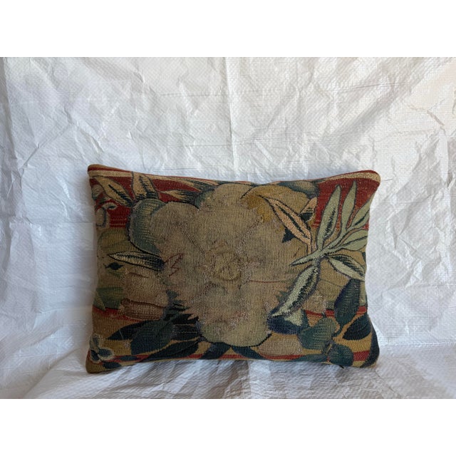 This exceptional antique pillow is crafted from an original 17th-century Flemish tapestry textile, reflecting the rich...