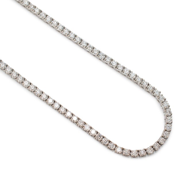 Early 21st Century 14k White Gold 4-Prong 9.83ctw Lab Grown Diamond Tennis Chain Necklace For Sale - Image 5 of 8