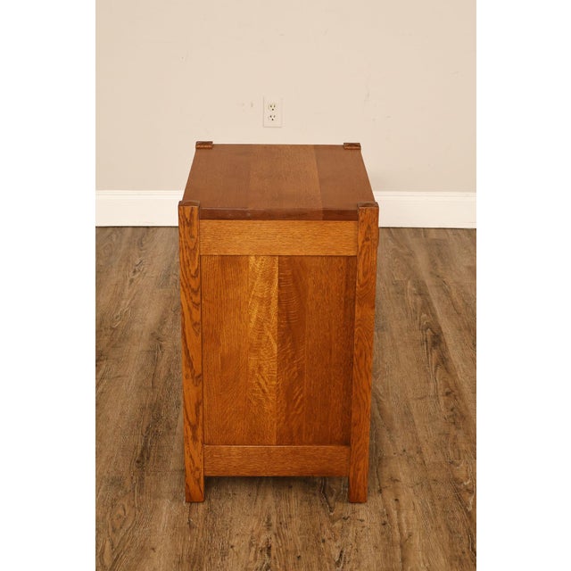 Stickley Mission Collection Pair Of Oak Three Drawer Nightstands For Sale - Image 16 of 18