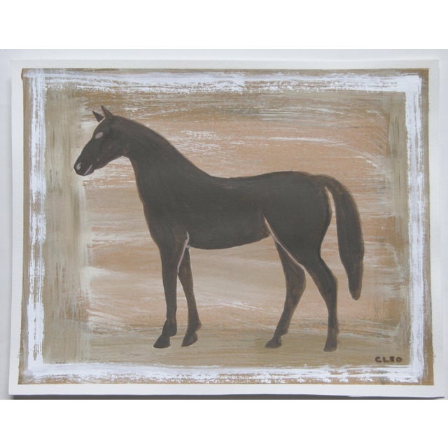 Painting of a Horse in muted shades of beige, tan, white, burnt umber with multiple borders. This coordinates well with...