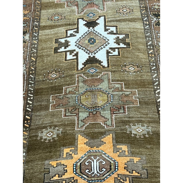Textile Vintage Turkish Hand Knotted Wool Runner 4’10” X 14’10” For Sale - Image 7 of 8