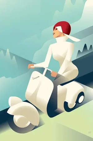 2014 Contemporary Danish Poster, Mads Berg - Vespa New York