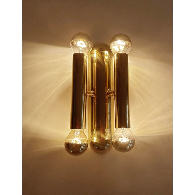 Vintage Space Age Brass Sconces, 1970s, Set of 2 For Sale - Image 4 of 18