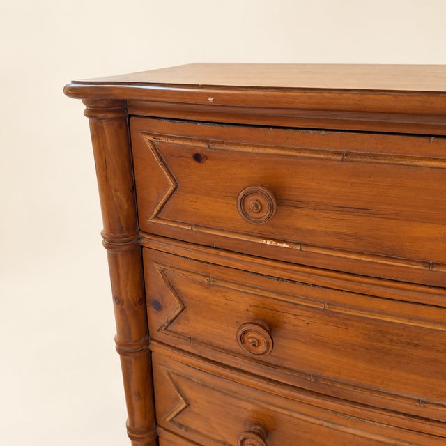 Late 20th Century Late 20th Century Ethan Allen Faux-Bamboo Bowfront Chest of Drawers For Sale - Image 5 of 10