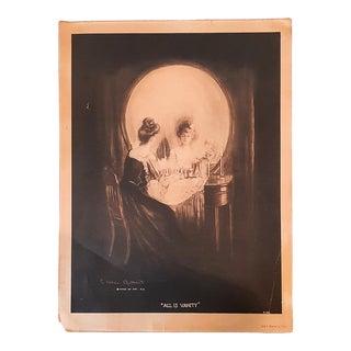 Original Print All Is Vanity Charles Gilbert Skull For Sale