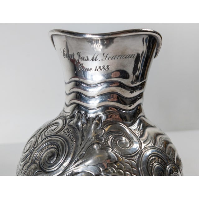 Silver 19th Century American Meriden Silverplate Pitcher Presented to Captain James Seaman For Sale - Image 8 of 14