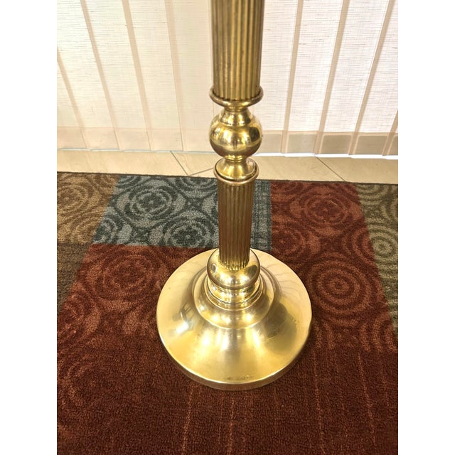 1980’s, Vintage, Polished Brass, Display/Pedestal Stand, Fluted Columns and a Stepped-Circular Base, Weighted, 28” Tall For Sale - Image 4 of 12