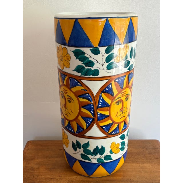 Rustic European Late 20th Century Italian Style Sunburst Umbrella Stand For Sale - Image 3 of 6