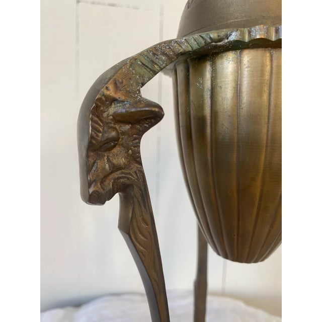 1950s Vintage Empire Style Brass Goat or Ram Heads Incense Burner For Sale - Image 5 of 12
