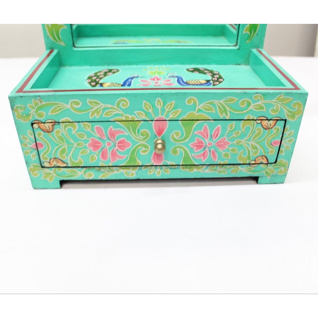 Hand Painted Mirror Jewelry Box For Sale - Image 4 of 8