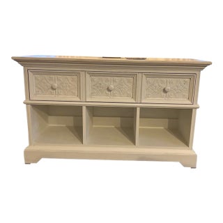 Mid 20th Century Romweber Painted Credenza / Sideboard – Solid Wood, Carved Drawer Fronts For Sale