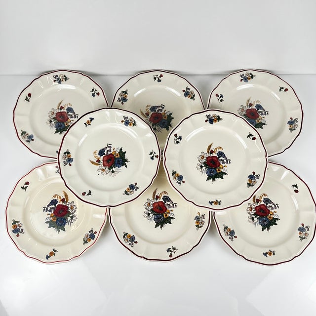 Vintage Agreste Dessert Plates from Sarreguemines, 1970s, Set of 8 For Sale - Image 9 of 10