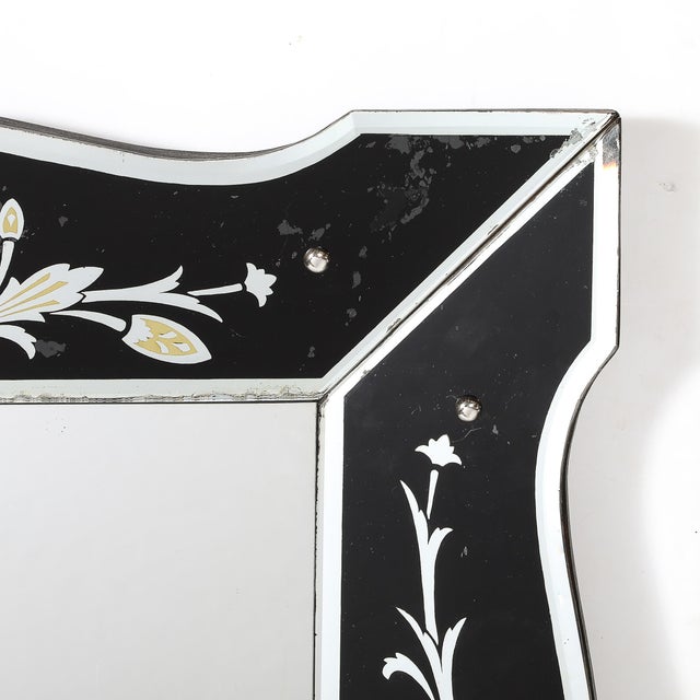 Hollywood Shadow Box Mirror in Reverse Etched & Beveled Eglomise Detailing For Sale - Image 13 of 17