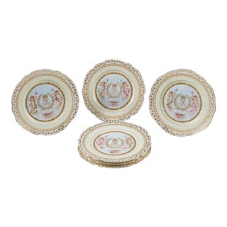 French Chateau Sevres Ivory Ground Decorated Plates - Set of 6 For Sale