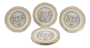 French Chateau Sevres Ivory Ground Decorated Plates - Set of 6