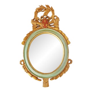 Carver's Guild Fleur-De-Lis Giltwood Painted Mirror For Sale