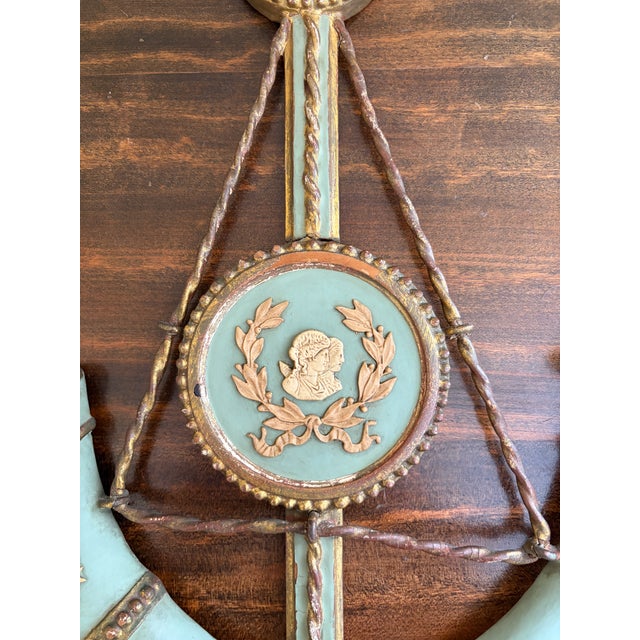 Large Italian Neoclassical Green and Gold Gilt Wall Candle Sconces, Pair For Sale - Image 11 of 16