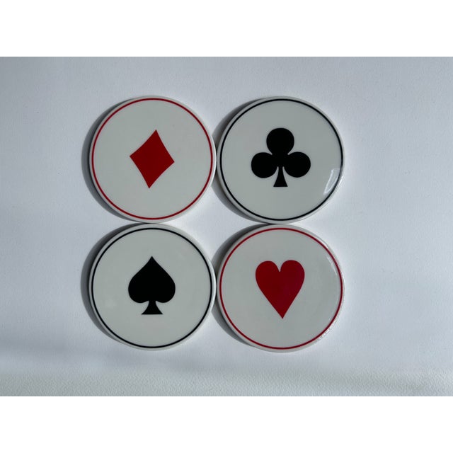 Modern Vintage Modern "Ace" Ceramic Coasters, Set of 4 For Sale - Image 3 of 17