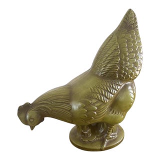 Vintage Royal Haeger Model 613a Antiqued Avocado Standing Chicken Sculpture For Sale