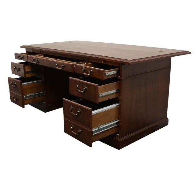 Brown Late 20th Century Kimball Furniture Solid Cherry Traditional Style 72" Executive Office Desk For Sale - Image 8 of 13