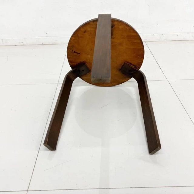 Brown 1980s Tripod Stool Iconic Design Style of Alvar Aalto Denmark For Sale - Image 8 of 10