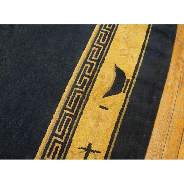Traditional Navy Blue Medallion Oriental Antique Chinese Peking Room Size Rug For Sale - Image 10 of 10