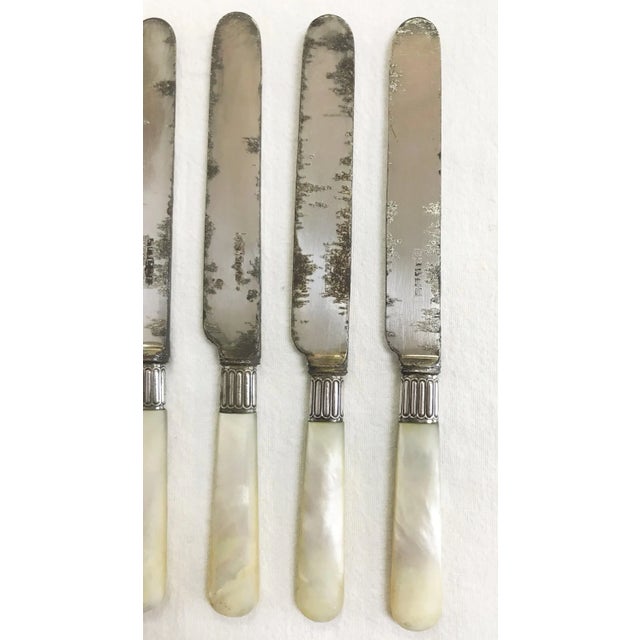 English Antique English Mother of Pearl Knives Circa 1890's - Set of 6 For Sale - Image 3 of 8