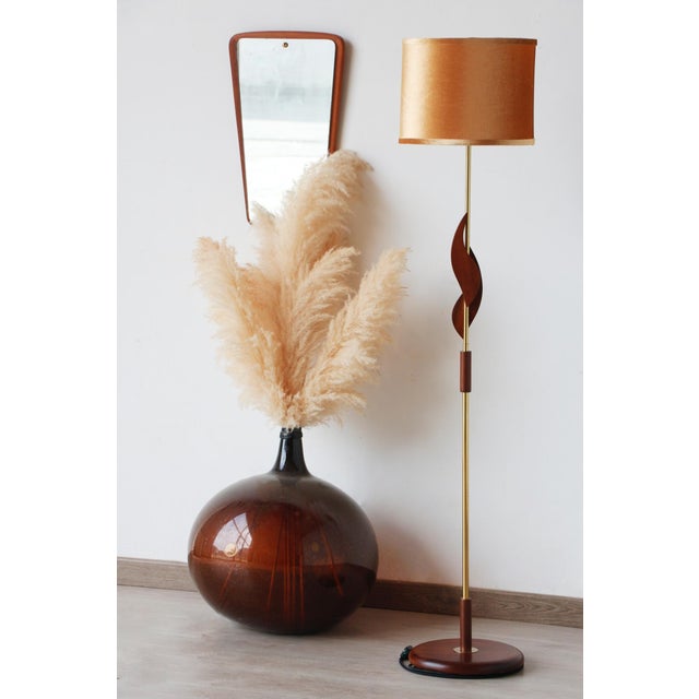 Vintage Scandinavian Teak, Bakelite and Brass Floor Lamp, 1960s For Sale - Image 12 of 16