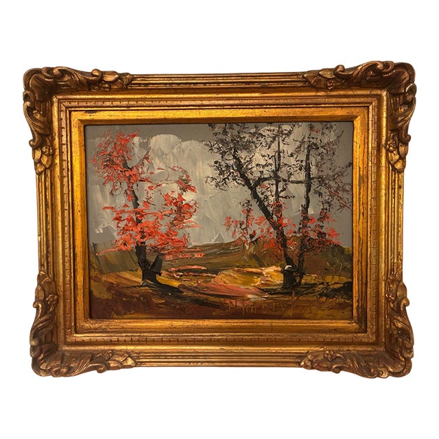 Original Painting Japanese Maple Trees by Morris Katz For Sale