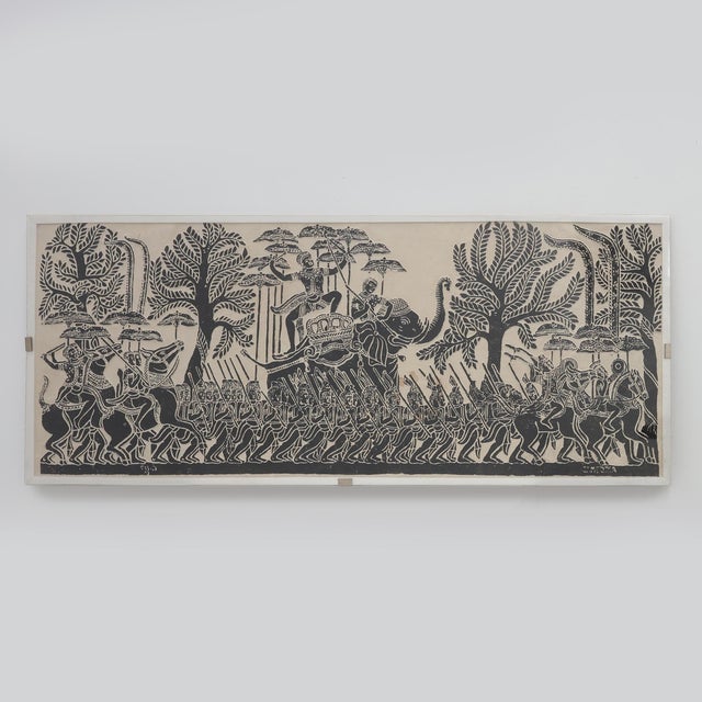 Cambodian Angkor Wat Temple, Asia, 1950s, Large Rubbing on Rice Paper For Sale - Image 11 of 11