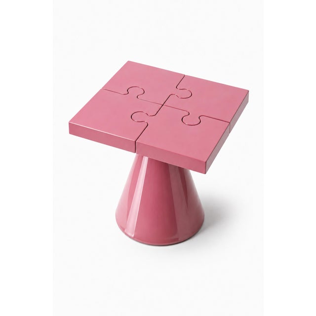 Green Popzlle Side Table in Pink Lacquer by Alexandre Ligios For Sale - Image 8 of 11