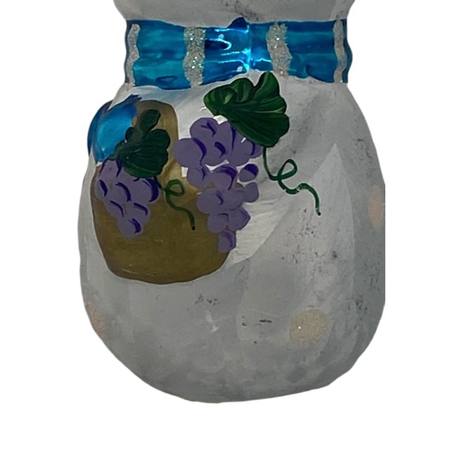 Vintage Glass Snowman Ornament Christmas Tree Handpainted Holiday For Sale - Image 4 of 12