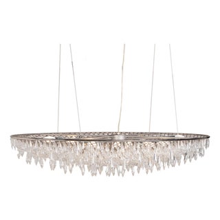 Anthology Quartet Crystal Rain Oval Pendant Lamp For Sale
