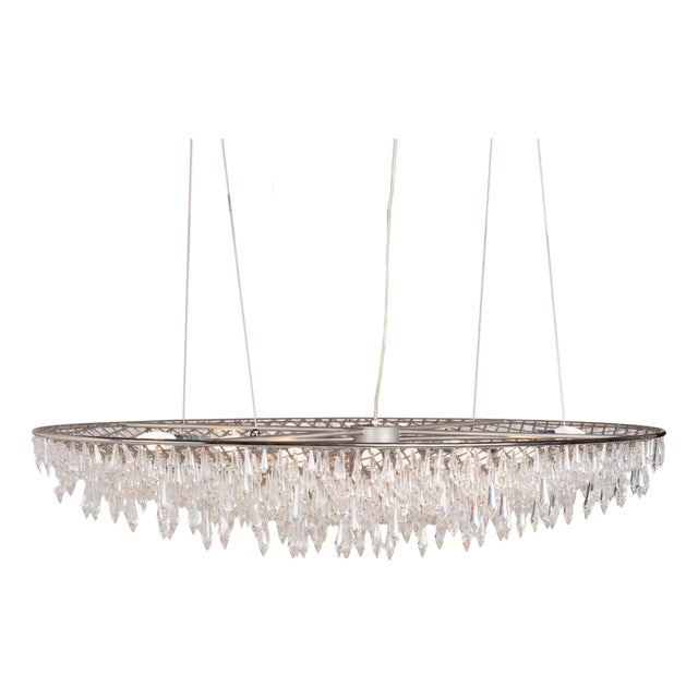 Anthology Quartet Crystal Rain Oval Pendant Lamp For Sale