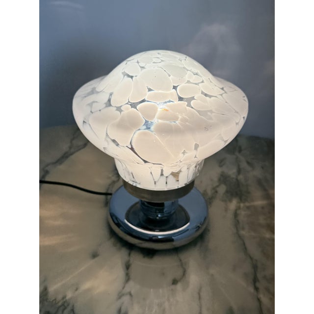 Metal Vintage Italian Bedside Lamps in Chromed Metal and Murano Glass, 1970, Set of 2 For Sale - Image 7 of 9