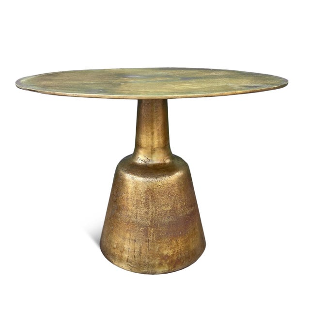 2020s Brass Finish Industrial Modern Round Dining Table For Sale - Image 5 of 11