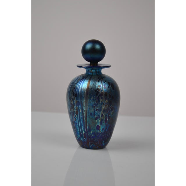 Perfume Bottle in Blue Iridescent Art Glass from Isle of Wight, 1970s For Sale - Image 10 of 13