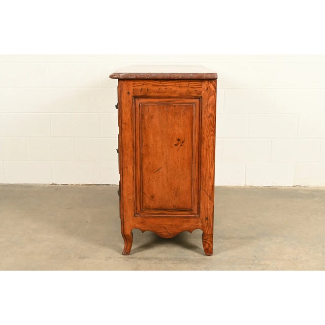 Ralph Lauren French Provincial Louis XV Carved Walnut Marble Top Commode or Chest of Drawers For Sale - Image 15 of 17