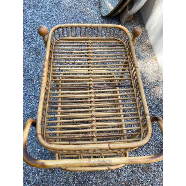 1950s Italian Rattan Bar Cart For Sale In New York - Image 6 of 8
