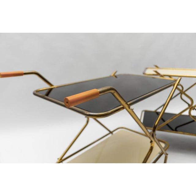 Mid-Century Modern Brass and Glass Serving Carts, 1950s, Set of 2 For Sale - Image 10 of 18