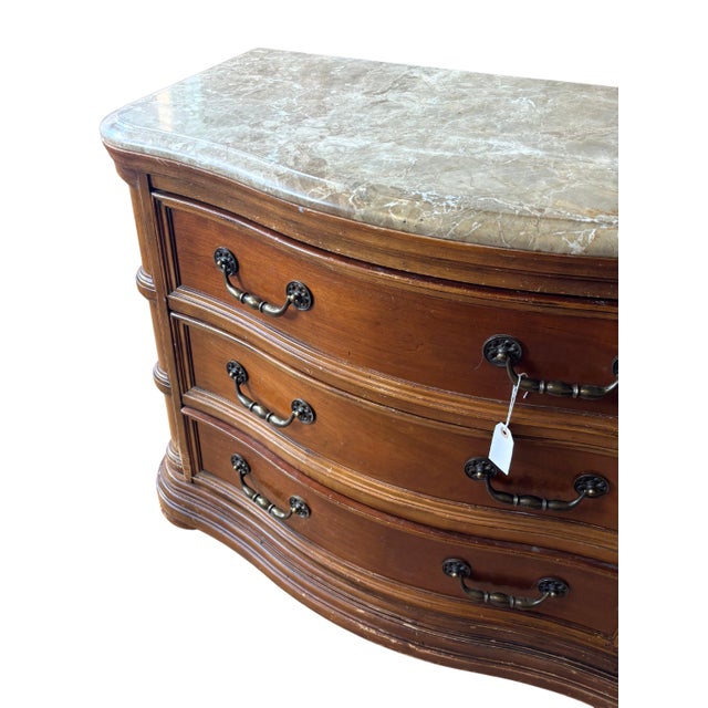 1990s 1990s Bernhardt Bach Traditional Serpentine Three-Drawer Bachelor’s Chest With Marble Top For Sale - Image 5 of 12