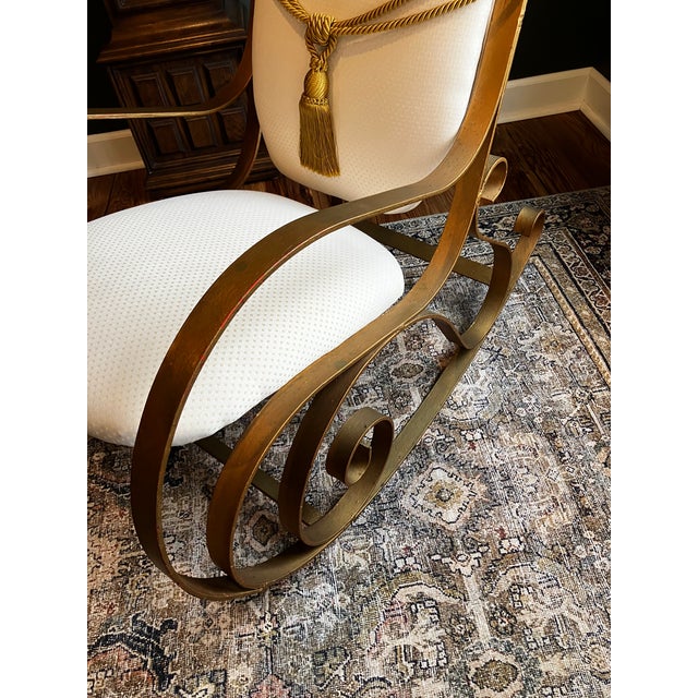 Vintage Hollywood Regency Gilt Metal Ribbon Rocking Chair For Sale - Image 11 of 17