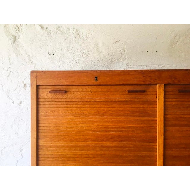 Wood Danish Teak Rolling Doors Storage, 1960s For Sale - Image 7 of 10
