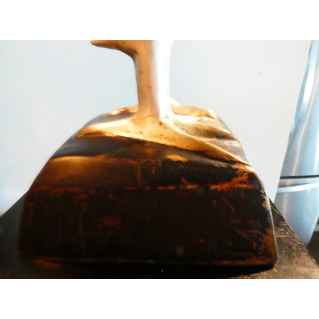 Mid Century Vintage Striking Art Deco Stylized Nickel Plated Bronze Rooster For Sale - Image 9 of 11