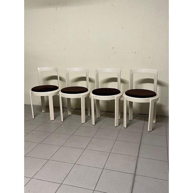 Lacquered Wood and Fabric Chairs, 1970s, Set of 4 For Sale - Image 10 of 16