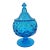 Vintage Mid Century Modern Fostoria Blue Glass Pedestal Compote Dish With Lid For Sale