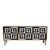 Three-door sideboard with black and white optical glass cladding, brass details, and a birch wood frame. Handcrafted in...