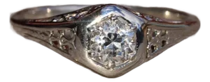 The Finterra: 18 Karat White Gold Filigree Engagement Ring set with 0.35 Carat Diamond